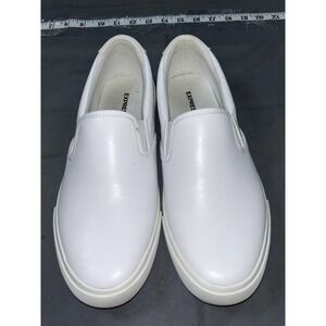 Express Shoes Mens Size 9 White PU Slip On Casual Sneakers Low Top Comfort